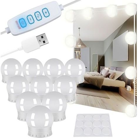 LED-Beleuchtung für Kosmetikspiegel und Schminktische - Spiegelhalterung, weiß.