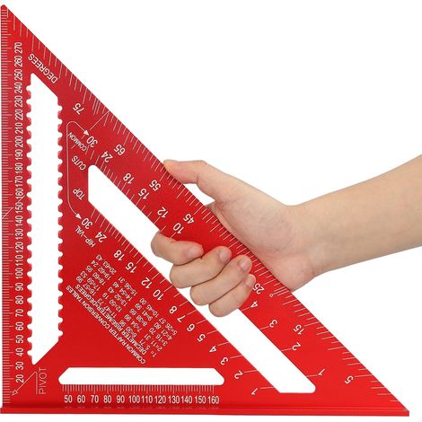 180 mm Equerre Menuisier, Aluminium Regle, équerres de charpentier triangulaire épaissi à 45 90 Degres, haute précision mesure outillage, pour charpen (1/5)