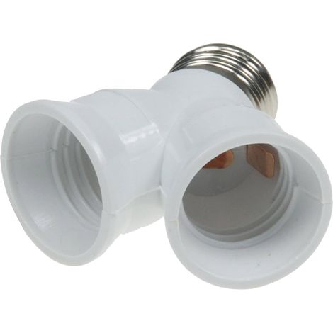 ChiliTec Douille de lampe à 2 prises - Adaptateur en Y pour ampoules E27 - Culot à vis - Adaptateur de lampe - Filetage multiple - Blanc
