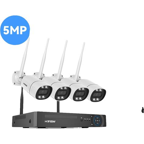 Sistema de cámaras de seguridad, resolución de 5 MP, visión nocturna, audio bidireccional, 4 cámaras de 5 MP, Ninguno (1/2)