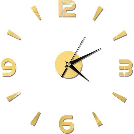 Wall Clock, Horloge Murale Autocollante, Sticker Clock, DIY Modern Horloge Murale sans Cadre et muette pour la décoration de la Bureau à Domicile du Salon (Or) (1/5)