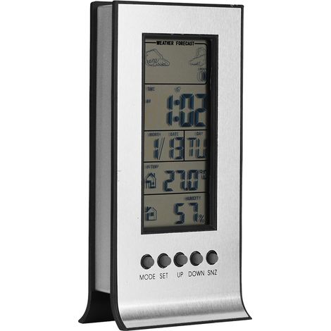 Termómetro Higrómetro Digital LCD con Previsión Meteorológica, Fase Lunar y Alarma – Ideal para el Hogar y Oficina (1/5)