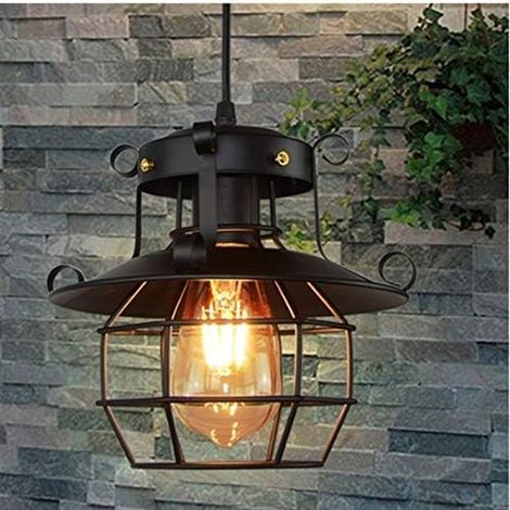 Vintage Hanging Cage Pendant Lamp Metal Loft Cage E27 Plafonnier Luminaire Rustique Industriel Fer Cage Suspension Déco Rétro Pour Cuisine Bar Salle à Mnger Salon (1/5)