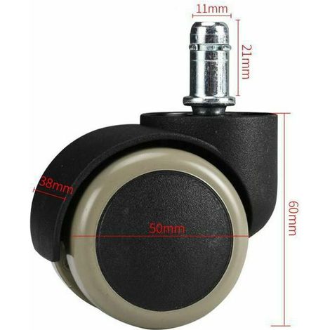 Roues per Sedia da Ufficio - Set 5 - Ruote Sostitutive 11/50 mm - Base Silenziosa per Pavimenti Duri - Grigio (1/3)