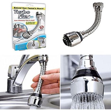 TrAdE Shop Traesio - Doccetta Lunga Snodabile Turbo Flex 360° Tubo Flessibile Con Filtro Per Miscelatore -