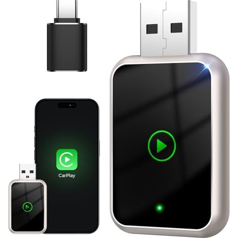Adattatore wireless 2 in 1 per CarPlay e Android Auto, aggiornamento 2026: converte le connessioni cablate in connessioni wireless, Plug & Play, bassa latenza, connessione automatica in qualsiasi mome
