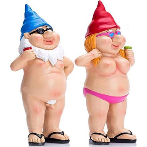 Nain de jardin - Nains de Jardin Nus Amusants - Petites Statues grossières - Cadeau de Jardinage pour Les familles et Les voisins (Un Couple) - Classe énergétique A+++ (1/5)