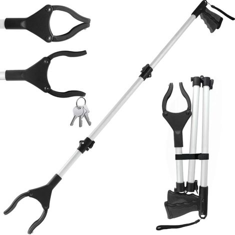 108 cm Teleskop-Greifer für ältere und behinderte Menschen – Drehmagnet, Schwarz, Leichtes Aluminium