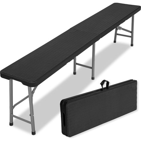Banco da catering pieghevole in valigia, 180 cm, rattan nero