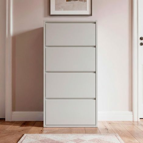 Scarpiera Slim In Metallo 4 Ante A Ribalta Salvaspazio Ultra Sottile Profondita 15 Cm 138x50x15 Cm Porta Scarpe Verticale Moderna Per Ingresso Camera Corridoio Gia Montata - Colore: Grigio (1/5)