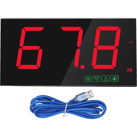 Sonomètre mural haute précision avec indicateur de niveau de batterie, port USB, 30-130 dB et fonction alarme, idéal pour les écoles de bar. (1/5)