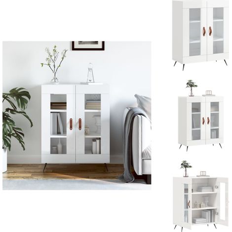 Sideboard Hochglanz-Weiß 69,5x34x90 cm Holzwerkstoff - Schreibtisch - Wohnzimmermöbel - Sideboard - Regal - Vitrine (1/5)