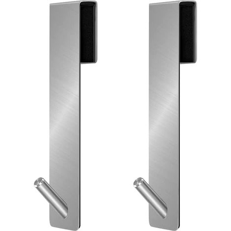 Crochets de Porte de Douche 2 Pièces,Acier Inoxydable,Suspension de Serviettes Sans Perçage,pour Porte de Douche Sans Cadre,Salle de Bain (17,8cm,Argent) (1/5)