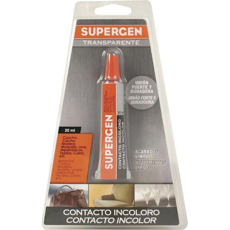 ADHESIVO DE CONTACTO INCOLORO EN TUBO TIPO CLASICO 20ML. SUPERGEN 62601-00000-03
