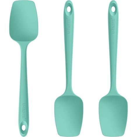 Silikon Kochlöffel Set 3 Stück 250℃ hitzebeständig Aqua Sky 29cm Spatel