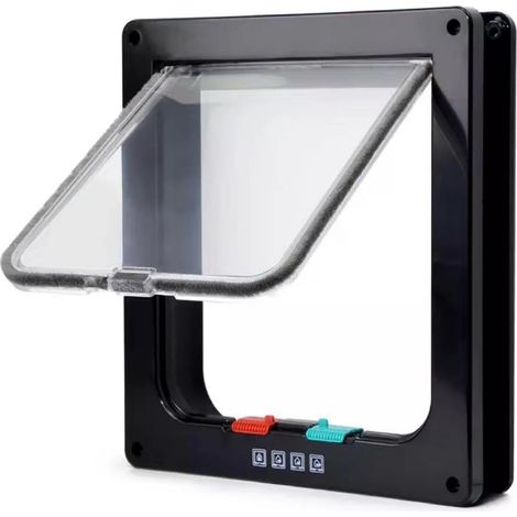 Chatières et portes manuelles Chatière intelligente chat porte 20 x 19 cm Noir