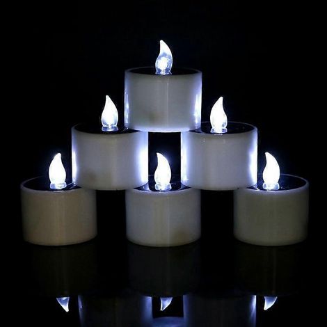 6-teiliges Set Solar-LED-Kerzen, flammenlose Flamme, elektronische Simulation, dekoratives Nachtlicht für Weihnachten, Halloween, für den Innen- und Außenbereich.