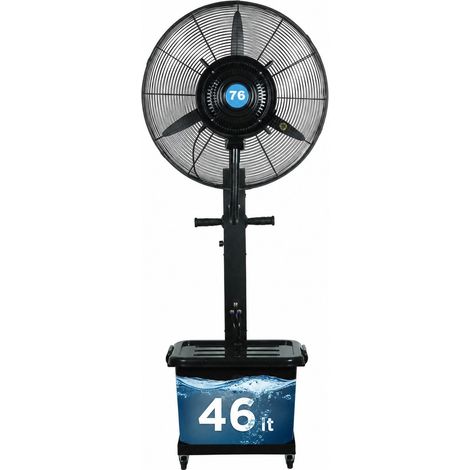 Ventilatore Nebulizzatore Raffrescatore 75 cm con Tanica 46L, 3 Velocità, Altezza 180 cm, 280W 220V, Raffrescatore ad Acqua per Esterni, Eventi, Ristoranti, Bar e Giardini (1/5)
