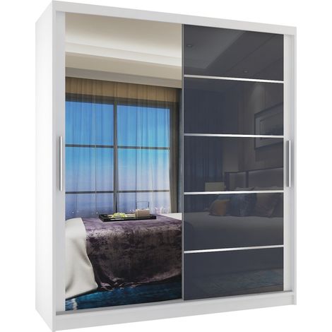 Schiebeschrank Belini 133 cm Mit Schubladen mit Spiegel weiß matt Hersteller (1/3)
