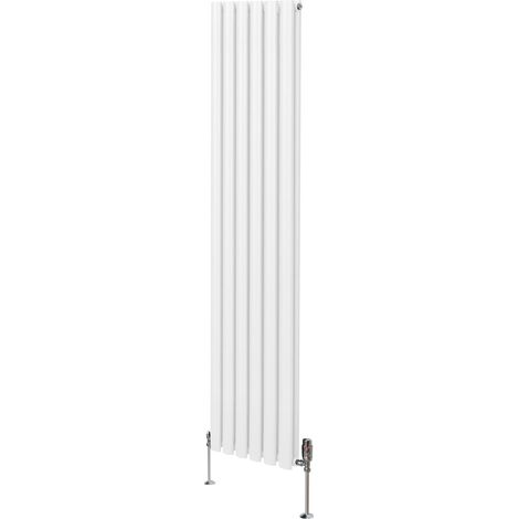 Röhrenheizkörper Oval & Chrom Thermostatventile Modern Weiß 1800 x 360mm