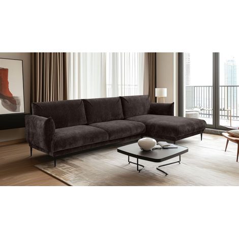 Ecksofa Designersofa MADISON XL in Stoff Dress Me Braun Ottomane Rechts (1/3)