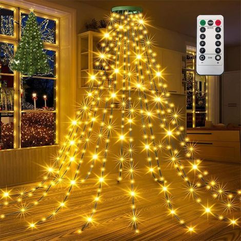 FENOPLASTICALED Guirlande Lumineuse Sapin de Noel, 200 LED avec 8 modes d'éclairage, 1.5M Hauteur 10 Guirlandes Lumineuses Decoration, Fonction Minuterie pour Fêtes, Mariages, Anniversaires (Blanc cha (1/4)