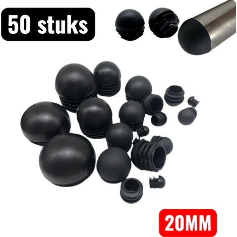 Lot de 50 bouchons de meubles en plastique 20 mm pour extrémités de tuyaux et tubes ronds usage intérieur et extérieur noir (1/5)