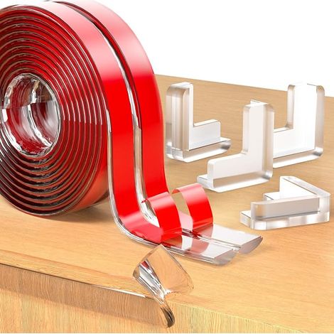 Tiras protectoras anticolisión - 4 esquinas, protectores autoadhesivos para muebles, protectores de bordes de mesa (3 cm de ancho, 5 metros de largo) (1/5)