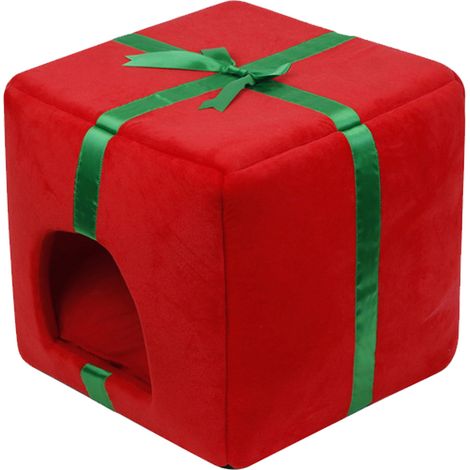 Lit de Noël pour lapins, petite maison douillette pour rongeurs, idéale pour les cochons d'Inde et les chinchillas. (1/4)