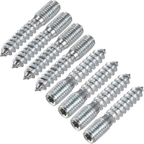 Boulons de suspension M10, longueur 50 mm (2 po), vis à double tête autotaraudeuses de 10 mm pour assemblages en bois et pieds de meubles, lot de 8 - Ya (1/3)