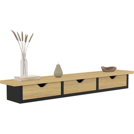 Wandregal Eingangskonsole LISE 3 Schubladen Holz- und Schwarzeffekt (1/5)