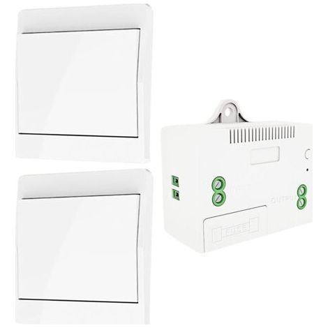 Interrupteur d'éclairage auto-générant sans fil, interrupteur à radiofréquence et récepteur de relais, contrôleur avec fusible, interrupteur cinétique sans batterie (Kit 2 voies 1 clé) (1/5)