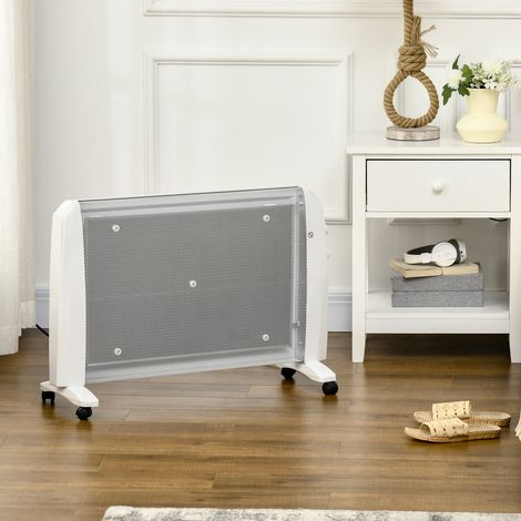 Calefactor Eléctrico 1000W/2000W Radiador de Mica con 2 Niveles de Potencia para 15-20m² 79x27x54 cm Blanco (1/5)