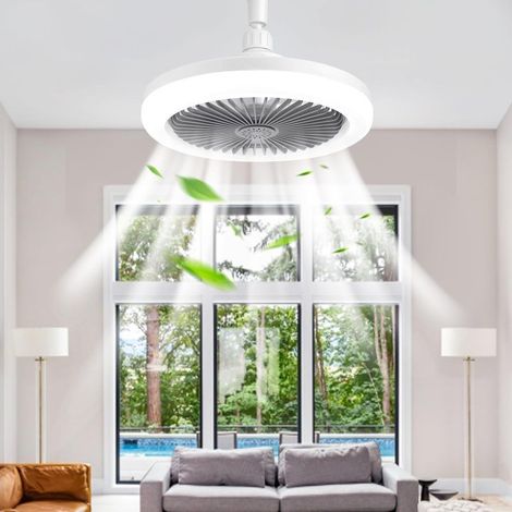 Ventilatore a soffitto BomKra con illuminazione a LED, telecomando, 30 W, timer, 3 velocità regolabili e design compatto per la camera da letto, casa, ufficio (1/5)