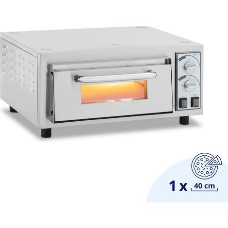Four à pizza électrique 1 chambre 2400 w ø 40 cm pierre réfractaire acier inoxydable verre trempé pierre réfractaire argenté (1/5)