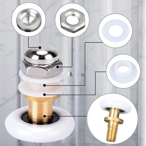Rouleau de Remplacement pour Porte de Douche Coulissante – Lot de 8 Roulements de 25 mm – Compatible avec Rails Standard (1/5)