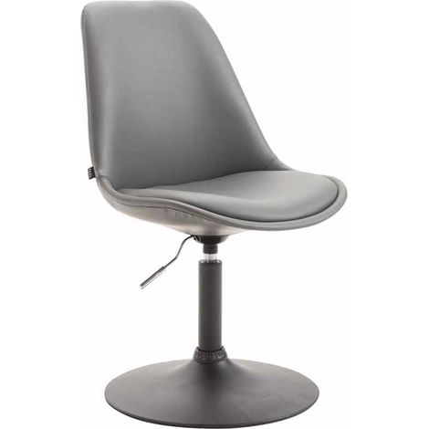 Chaise de salle à manger x1 pivotante hauteur réglable en PVC gris et pied trompette en métal noir 100003759 (1/3)