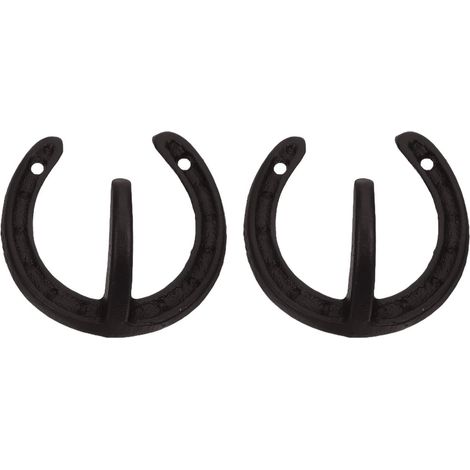 Porte-manteau mural en fer à cheval (lot de 2) fonte rustique, pour (1/5)
