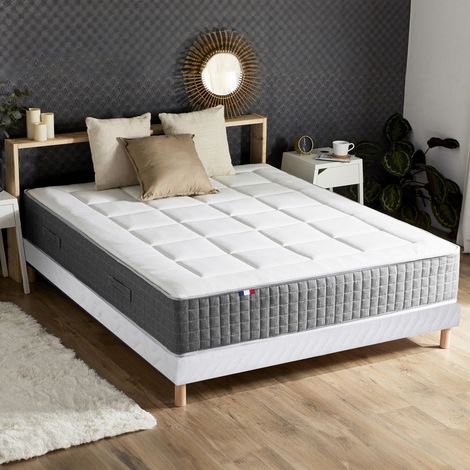 Matelas ressorts MAX 7 zones sommier rigide pack couette oreiller 160 x 200 Sommier Blanc (1/5)