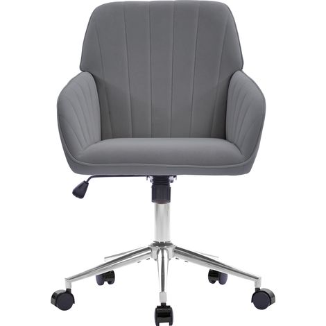 Ergonomischer, höhenverstellbarer Drehbürostuhl aus grauem Samt mit Rückenlehne MODENUIT (1/5)