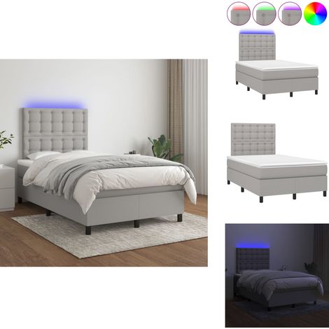 Boxspringbett mit Matratze & LED Hellgrau 120x200 cm Stoff - Boxspringbett - Betten - Schlafräume - Doppelbett - Einzelbett (1/5)