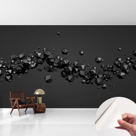 Tapete Selbstklebend - abwaschbar - Tapete mit Motiv - trendige Wanddeko - elegant Fototapete Schwarze Formen 416x254 cm (1/5)