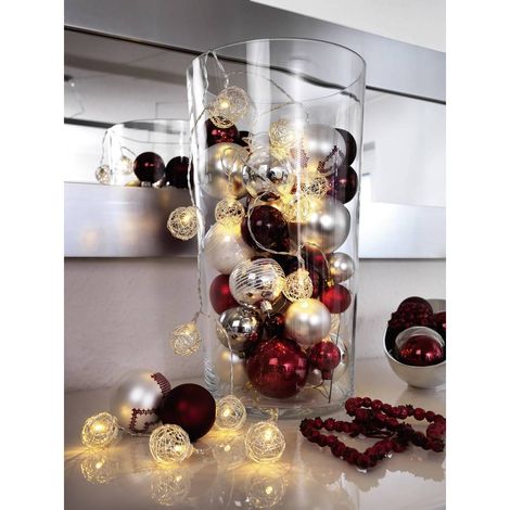 KONSTSMIDE 3176-103 GUIRLANDE DÉCO BOULES EN FIL D'ALUMINIUM + 16 LED BLANC CHAUD + CÂBLE TRANSPARENT ARGENTÉ 1,5 V (1/4)