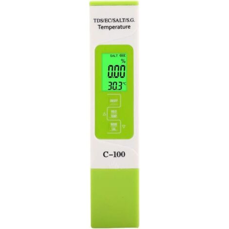 C-100 5 en 1 salinité TDS EC testeur d'eau salée testeur multifonctionnel de qualité de l'eau avec rétro-éclairage (1/5)