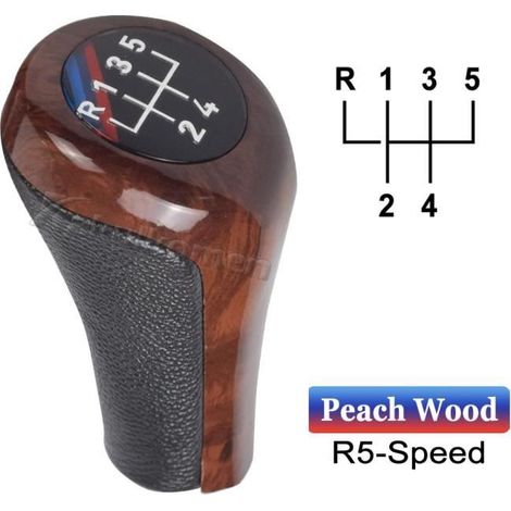 Pomo de palanca de cambios de cuero premium con diseño de caña de pescar para cajas de cambios de 5 velocidades, compatible con BMW Serie 1, Serie 3, Serie 5, Serie 6 E30, E36, E39. (1/4)