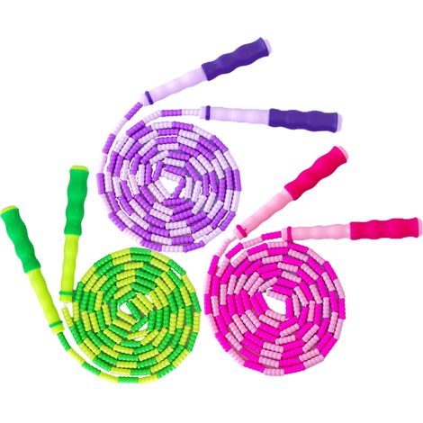 Corde à Sauter - Cordes Segmentées en Perles Souples - Réglable en Longueur - Pour Enfants Adultes Seniors - Lot de 3 (1/5)