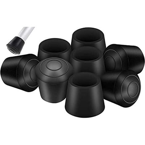 Lot de 20 embouts de protection en caoutchouc pour pieds de chaise, ronds, noirs, diamètre intérieur (19 mm - 20 mm) (1/3)