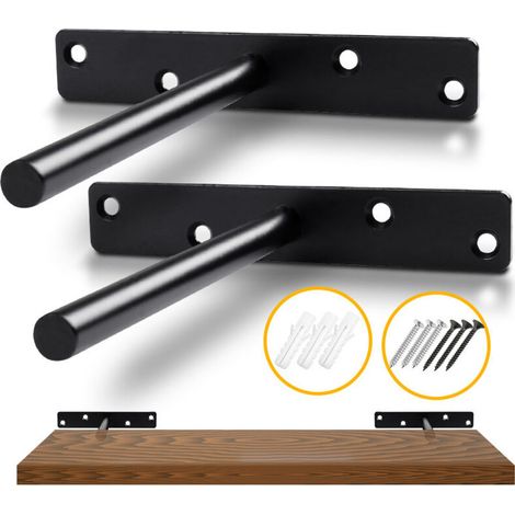 Support d'étagère flottant invisible de 150 mm Support d'étagère flottant en métal Support d'étagère flottant en bois dissimulé fixé au mur, noir