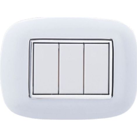 Vtizikl Placca Oval 3 4 6 Moduli Colore Bianco Compatibile Con Bticino Axolute - -3 fori -