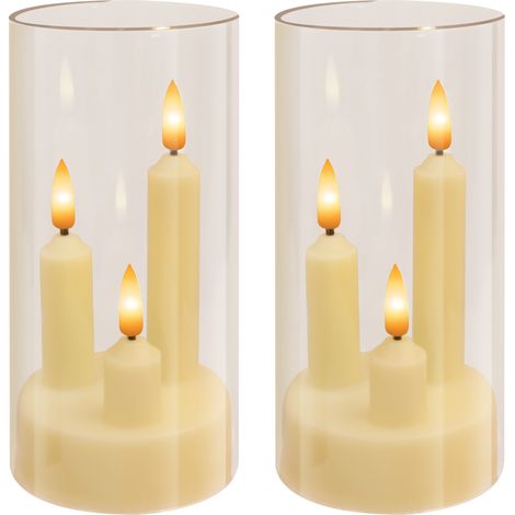 (2 transparentes) Bougies LED 3 en 1 avec effet de flamme vacillante, lumière électronique, adaptées à la décoration intérieure. (1/3)